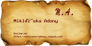 Miklóska Adony névjegykártya